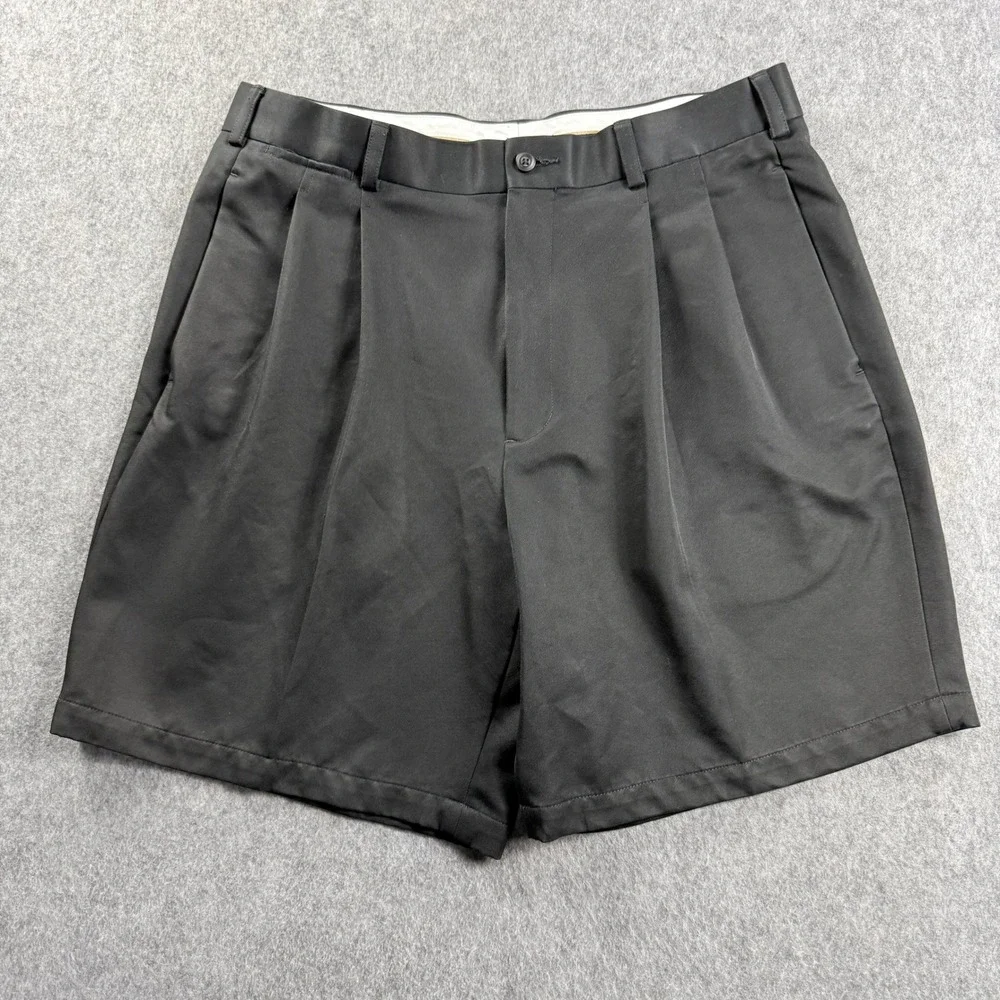 Vintage Grand Slam Mens Golf Shorts Sz 35 Black Pleated Front Classic Fit Casual